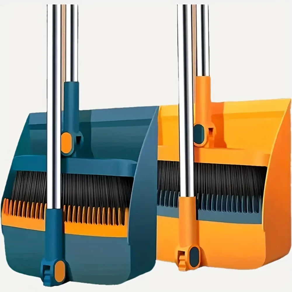 AEHOME Long Handle Broom And Dustpan Set With Comb Teeth