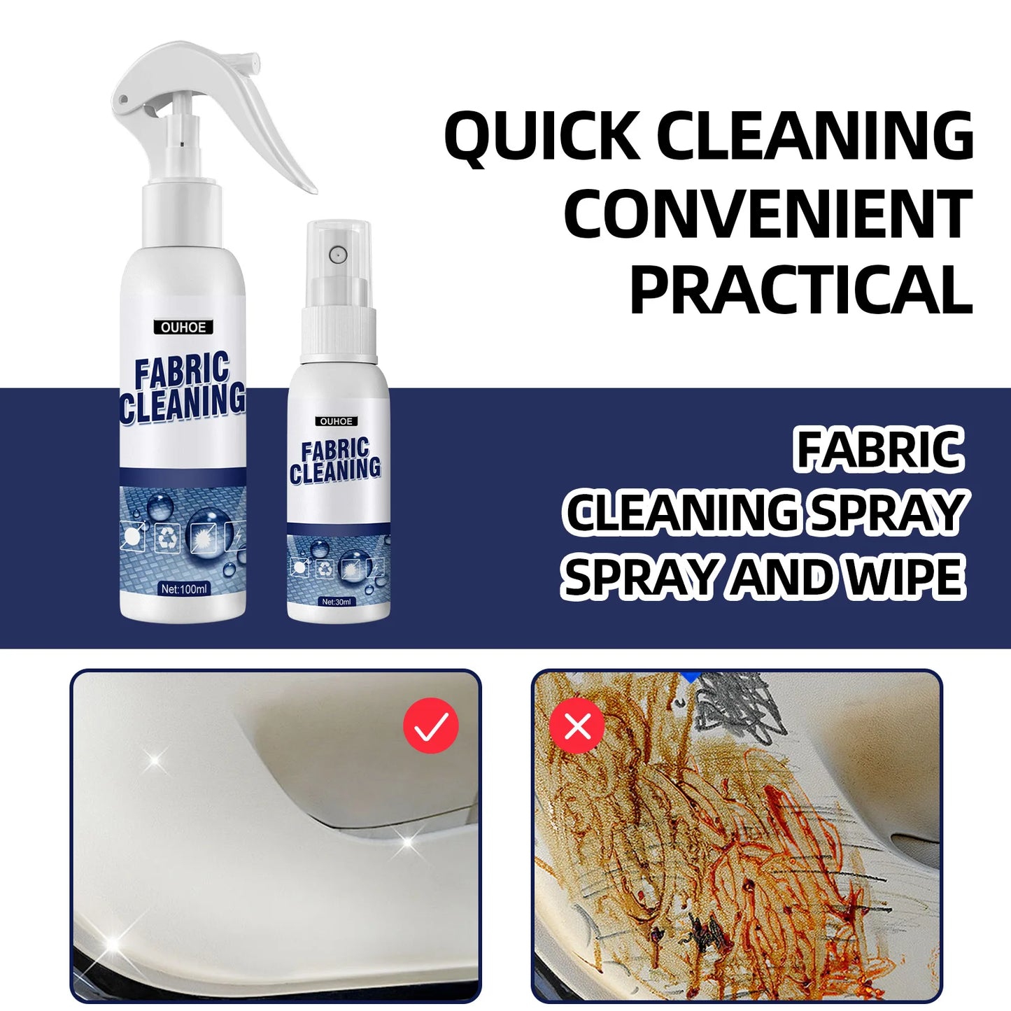 Fabric Cleaning Spray Car Interior Cleaner For Ceiling And Leather