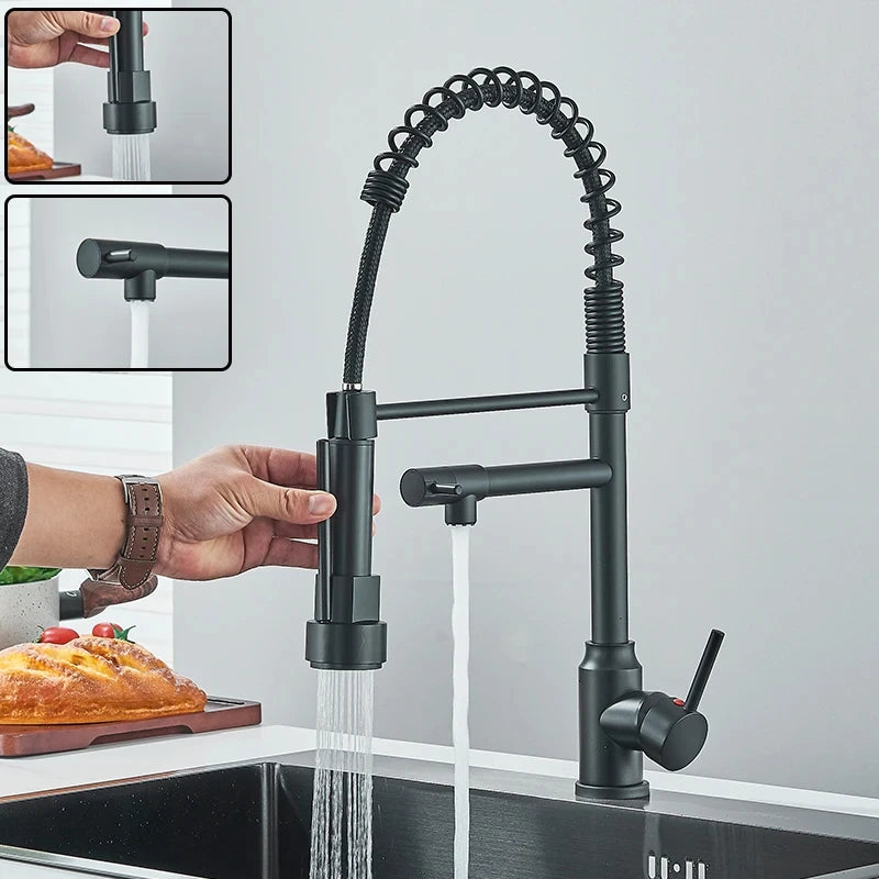 Wanmivezlo Kitchen Sink Faucet With Dual Spout Deck Mounted