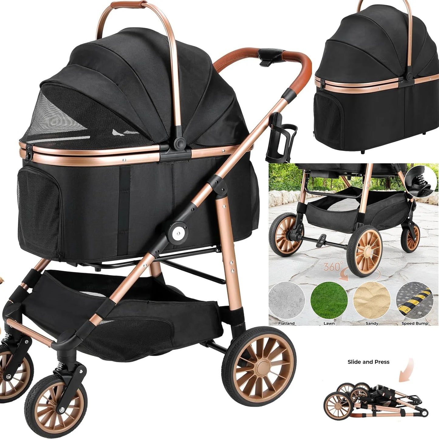 Two in One Dog Buggy Stroller for Small Dogs