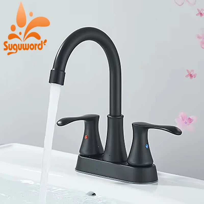 Two-Hole Deck Mounted Dual-Handle Bathroom Faucet