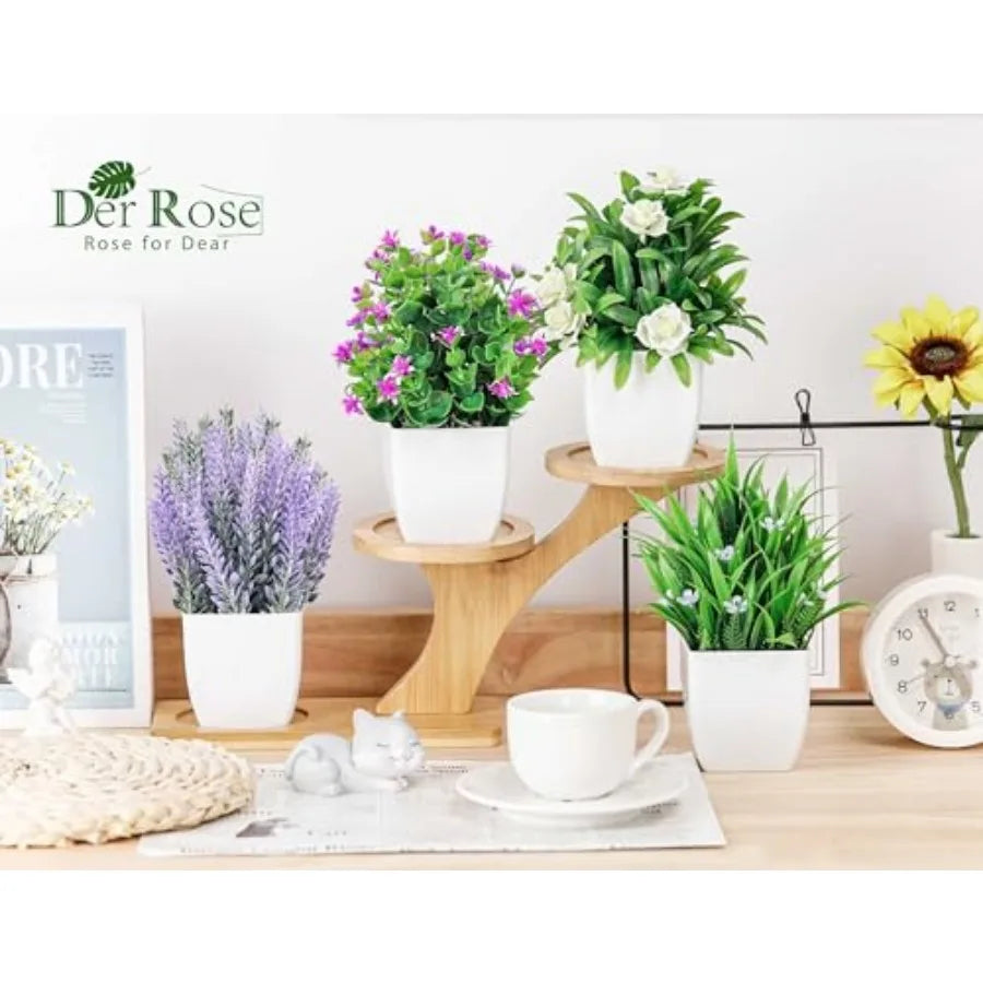 Small Artificial Potted Plants 4 Pack For Indoor Home Decor