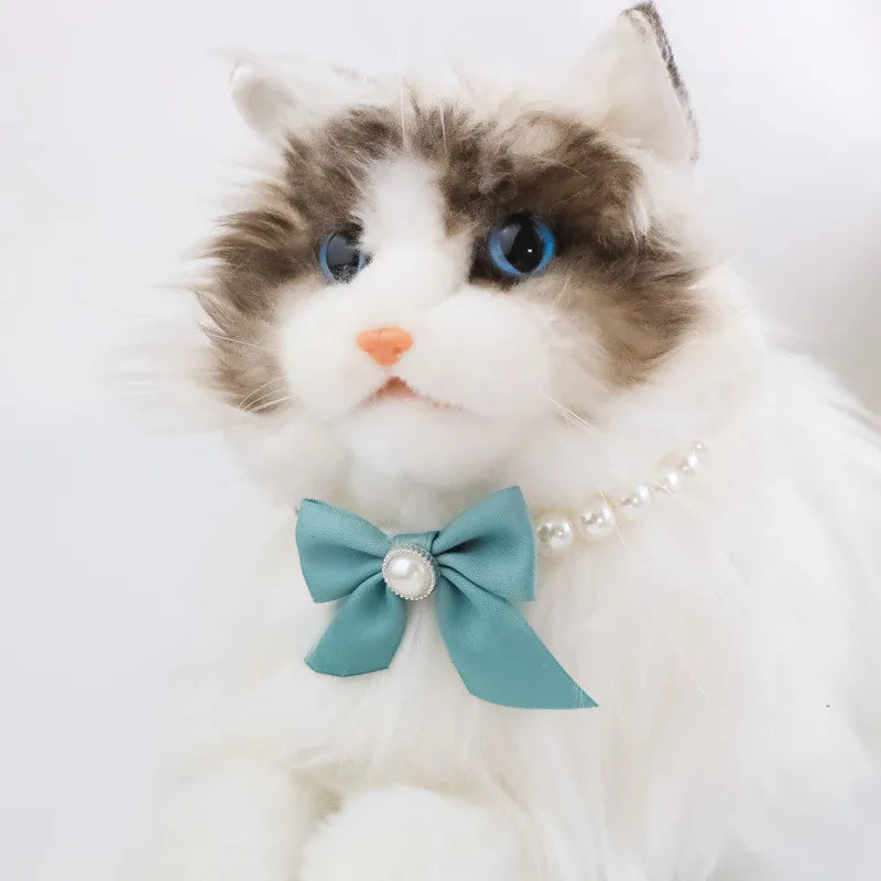 Pearl Bow Necklace Pet Jewelry
