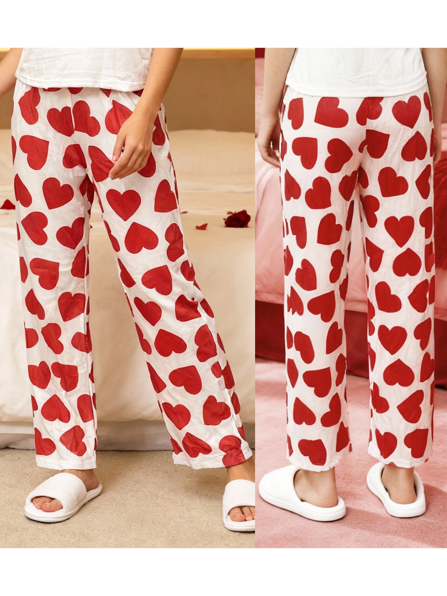 hirigin Valentine Matching Set Heart Print Tank Top and Pants