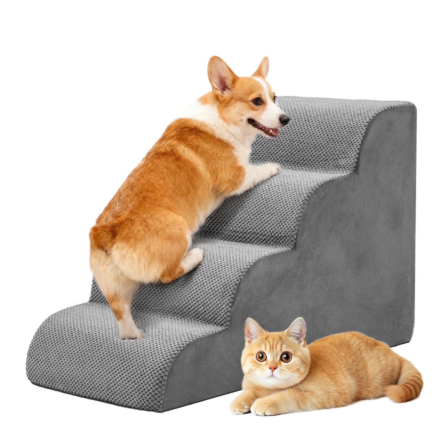 Curved Foam Pet Stairs for Dogs & Cats