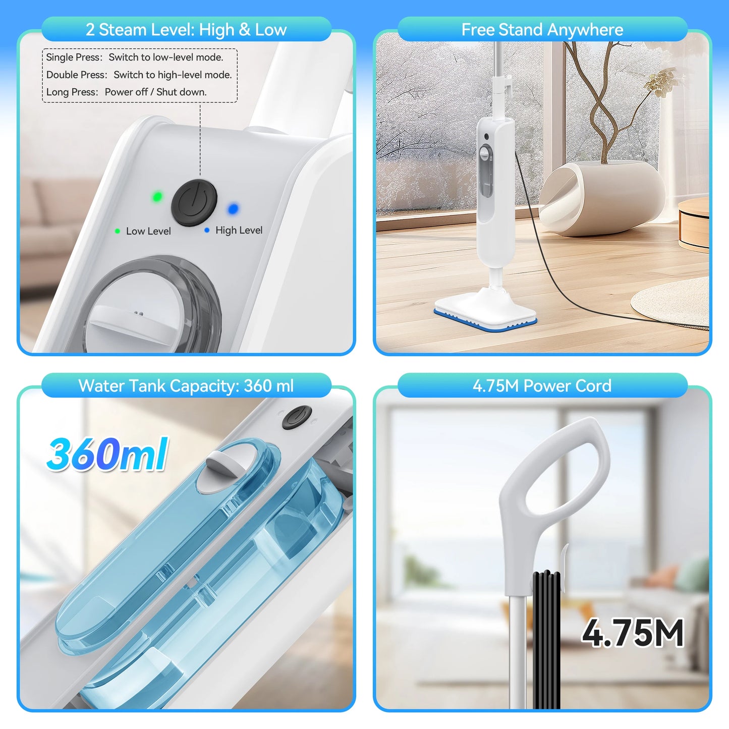 INSE Powerful 6 In 1 Steam Vac Mop For Scrubbing And Cleaning