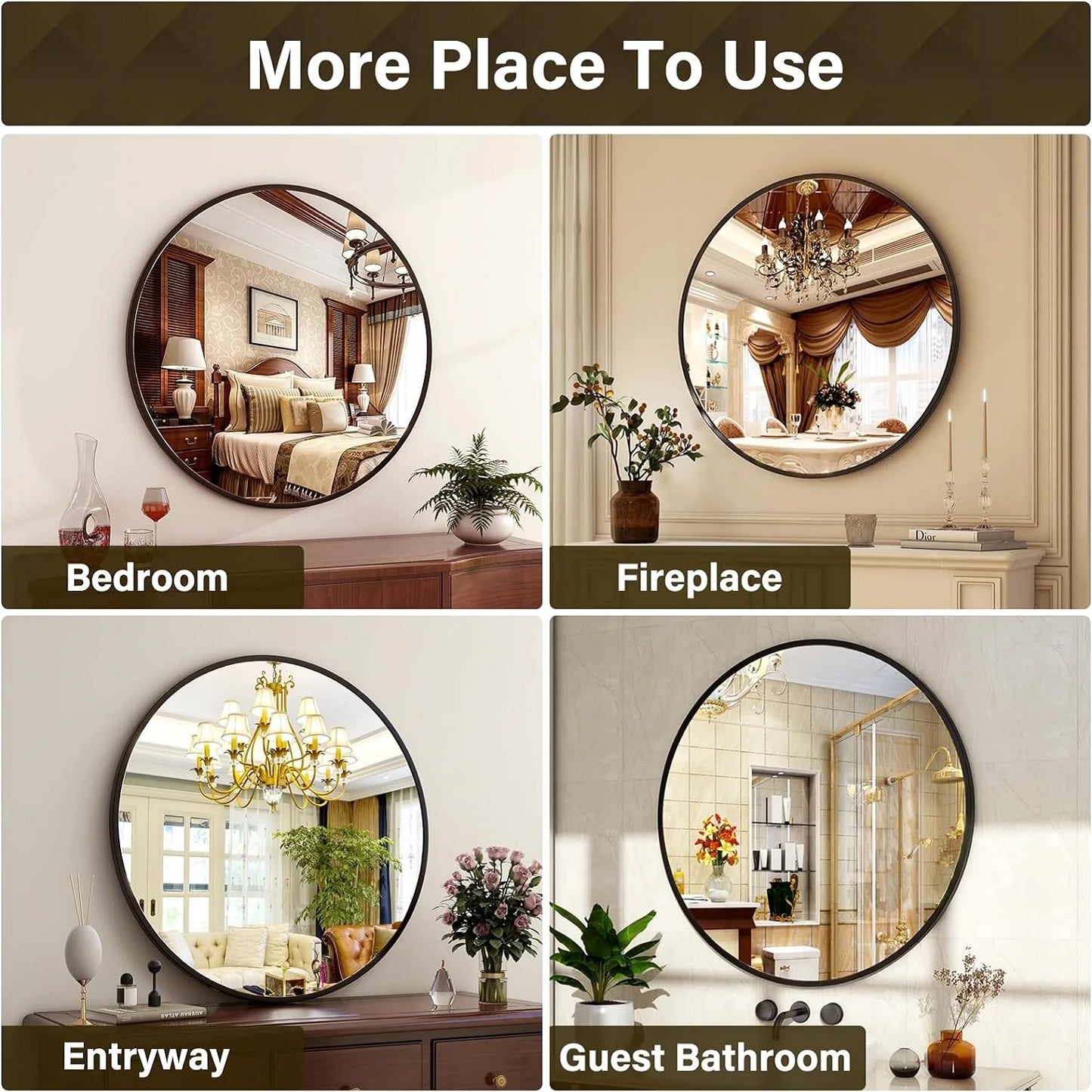 Stylish Round Aluminum Metal Wall Mirror For Contemporary Home Decor