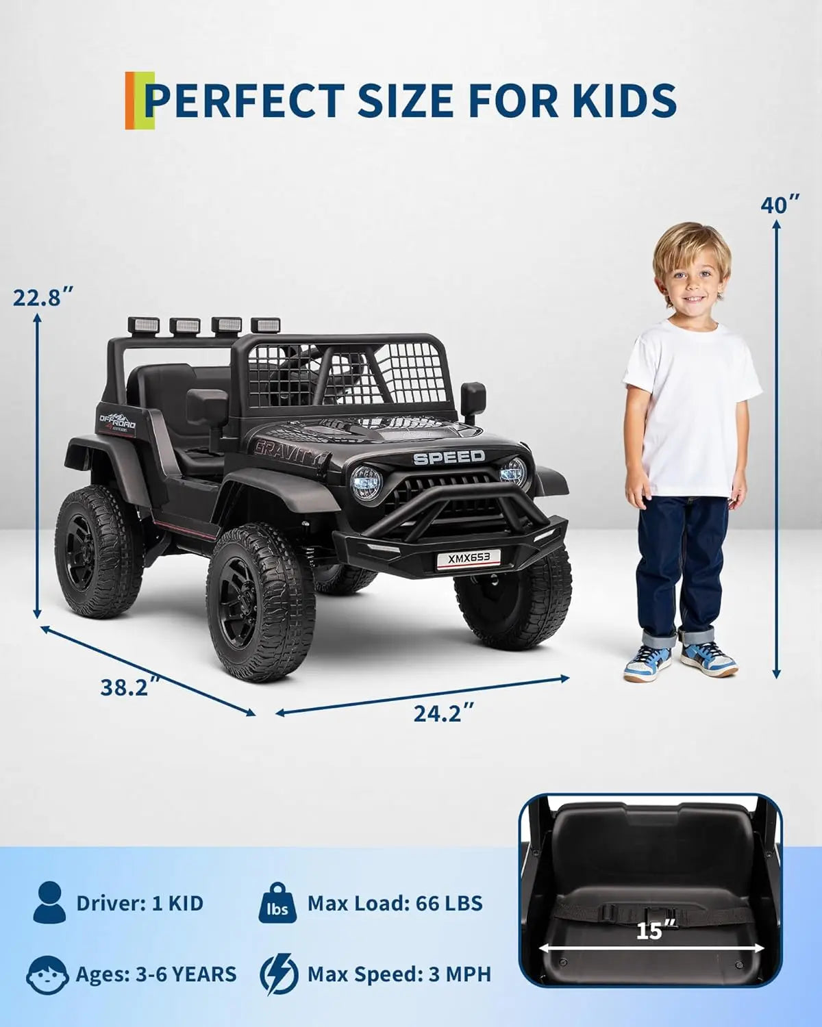 HiMISSE Electric Ride On Car For Kids With Remote Control