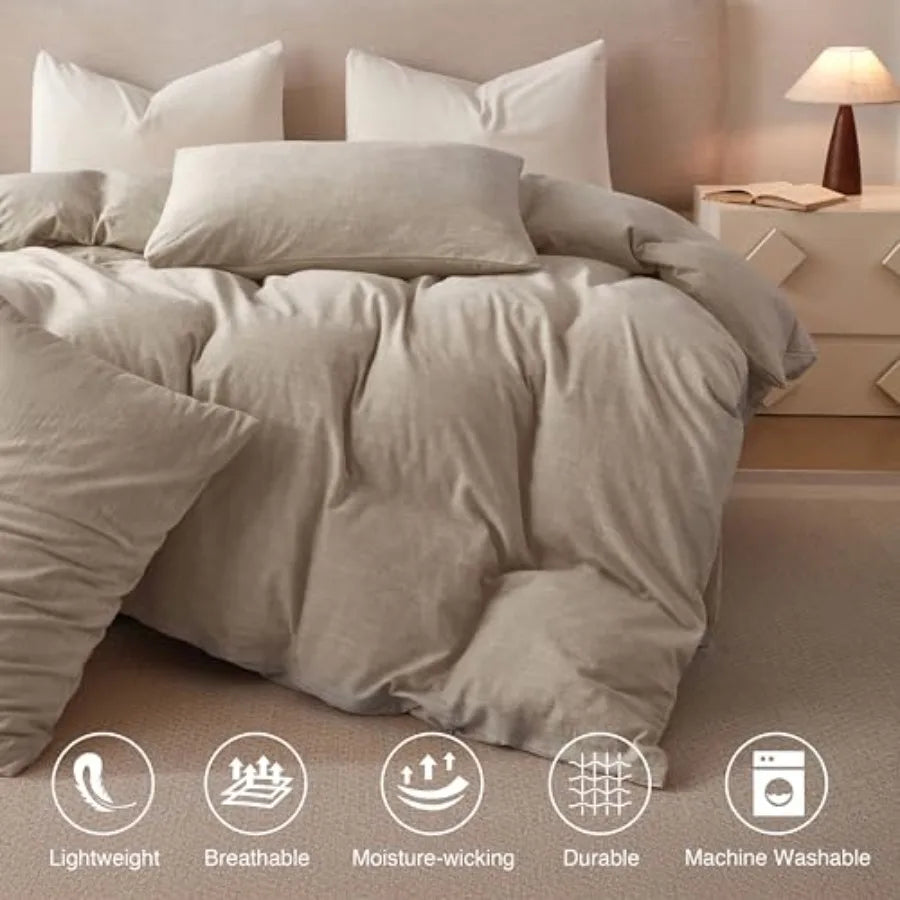 Linen Duvet Cover Set With 2 Pillowcases Cotton Linen Blend