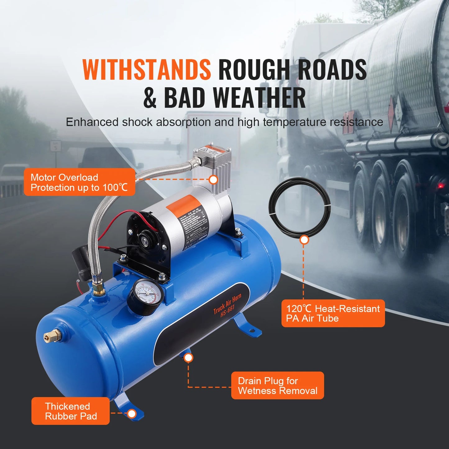 Succebuy 12V Air Compressor With Tank 120 PSI Onboard System