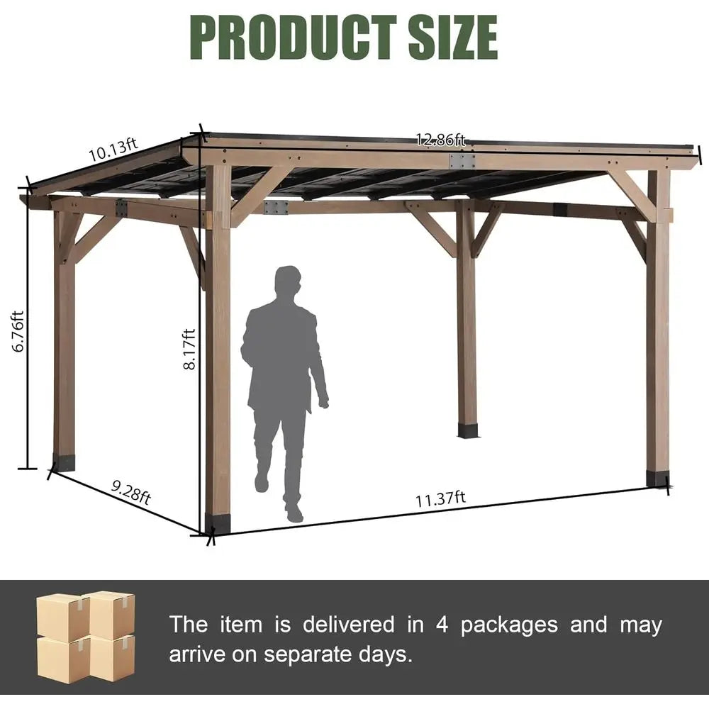 Cedar Patio Pavilion With Sloped Galvanized Steel Roof