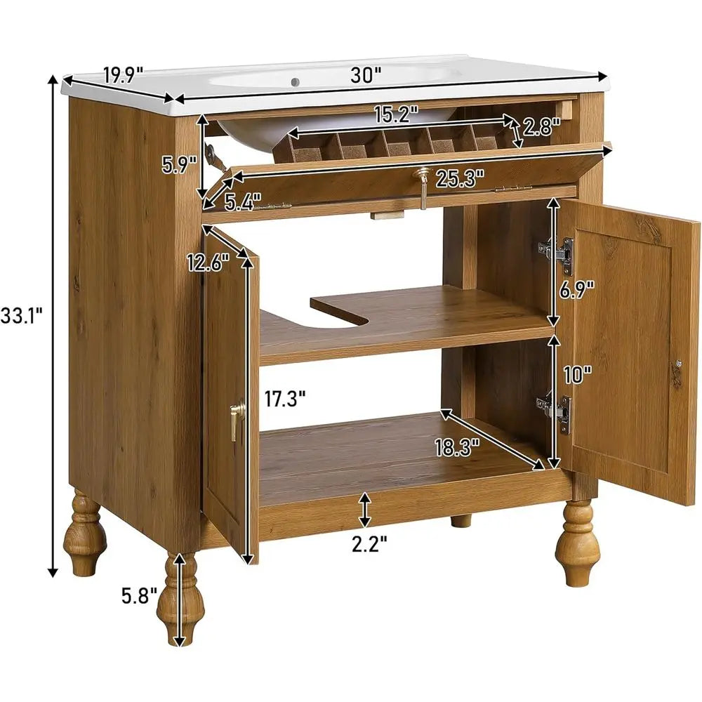 Acrylic Vintage Bathroom Vanity With Resin Sink Fixture