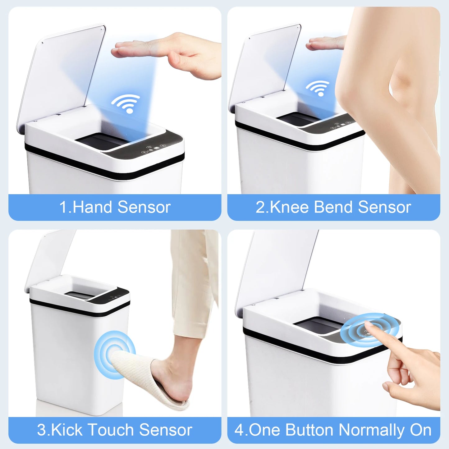 Two Pack Touchless Motion Sensor Bathroom Trash Cans