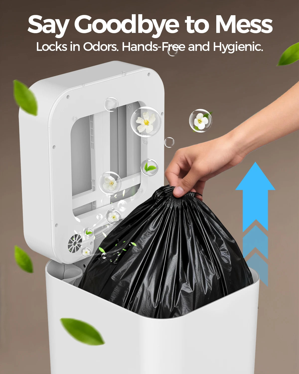 Motion Sensor Automatic Trash Can With Self Sealing Bagging