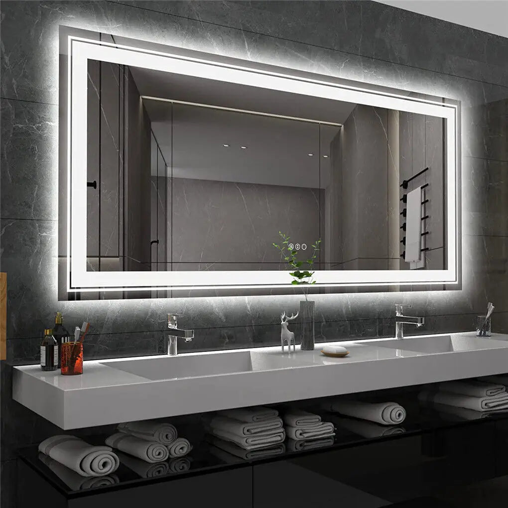LUVODI Illuminated Bathroom Mirror With 3 Color Lights And Dimming Smart Touch