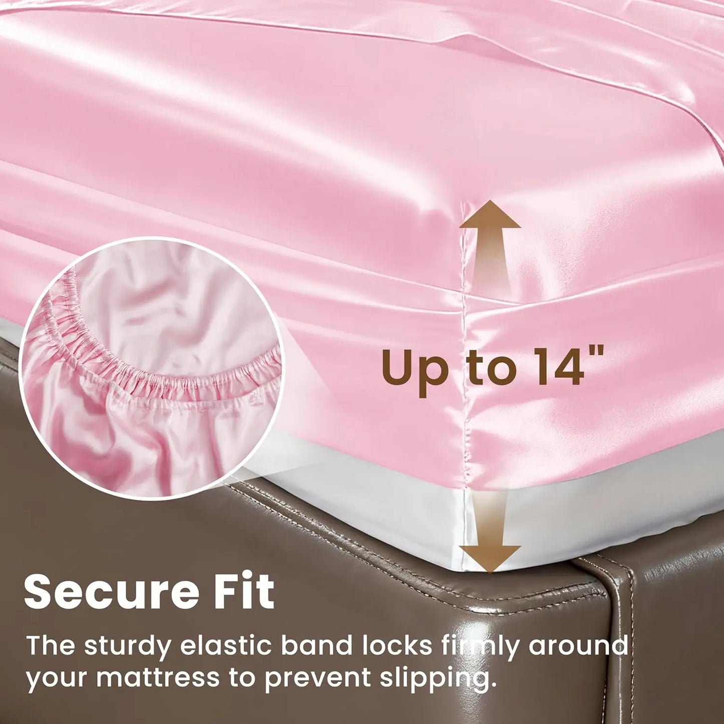 Satin Sheet Set 4 Piece Bed Sheets Silky Soft Wrinkle Resistant