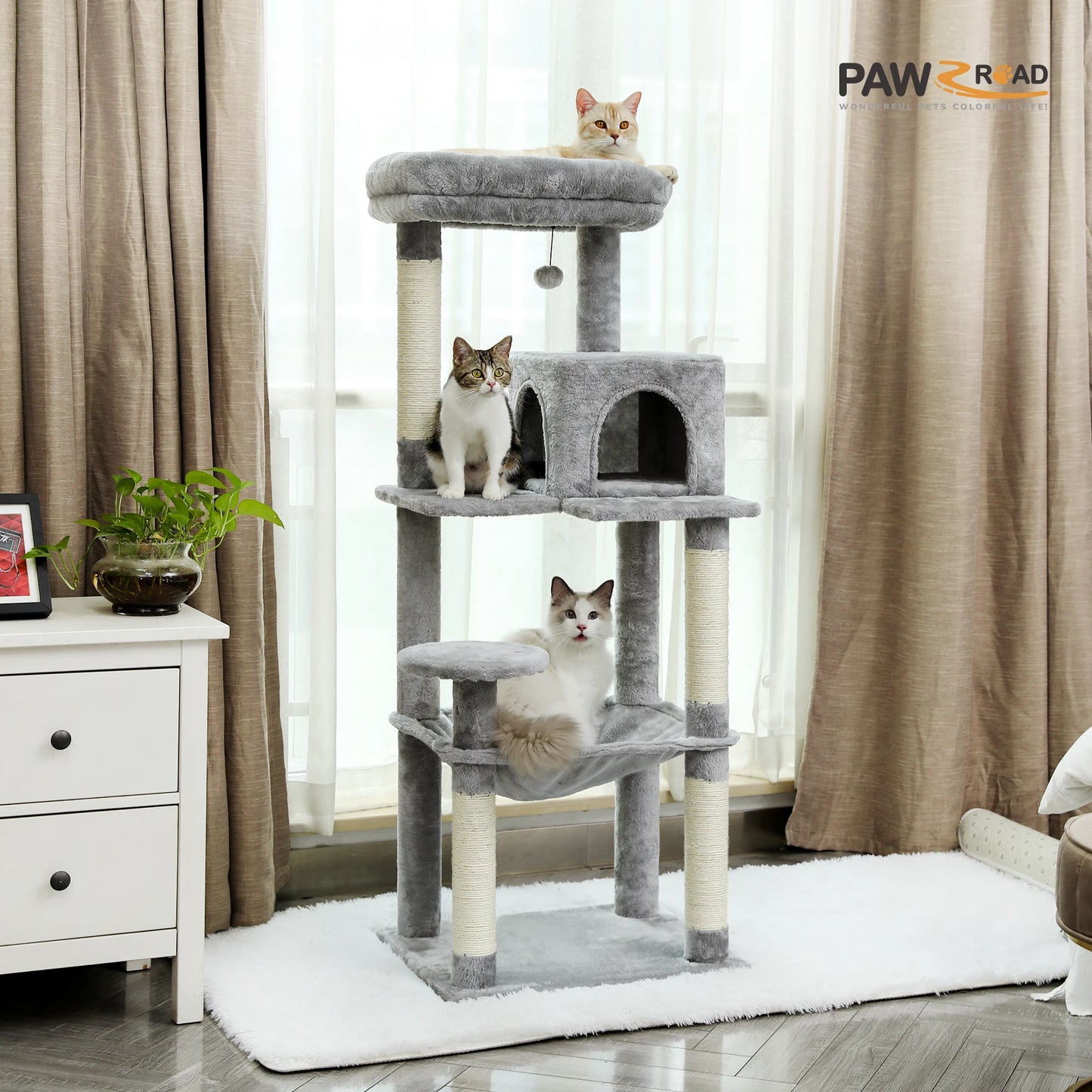 PAWZ Road Five Level Cat Tower For Large Cats Hammock
