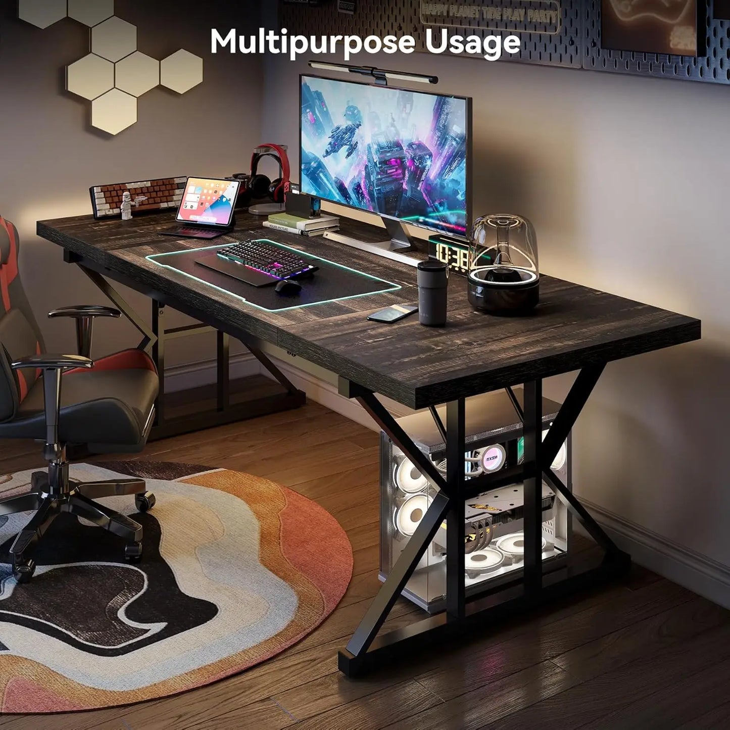 LITTLE TREE Farmhouse Writing Desk Computer Desk For Home Office