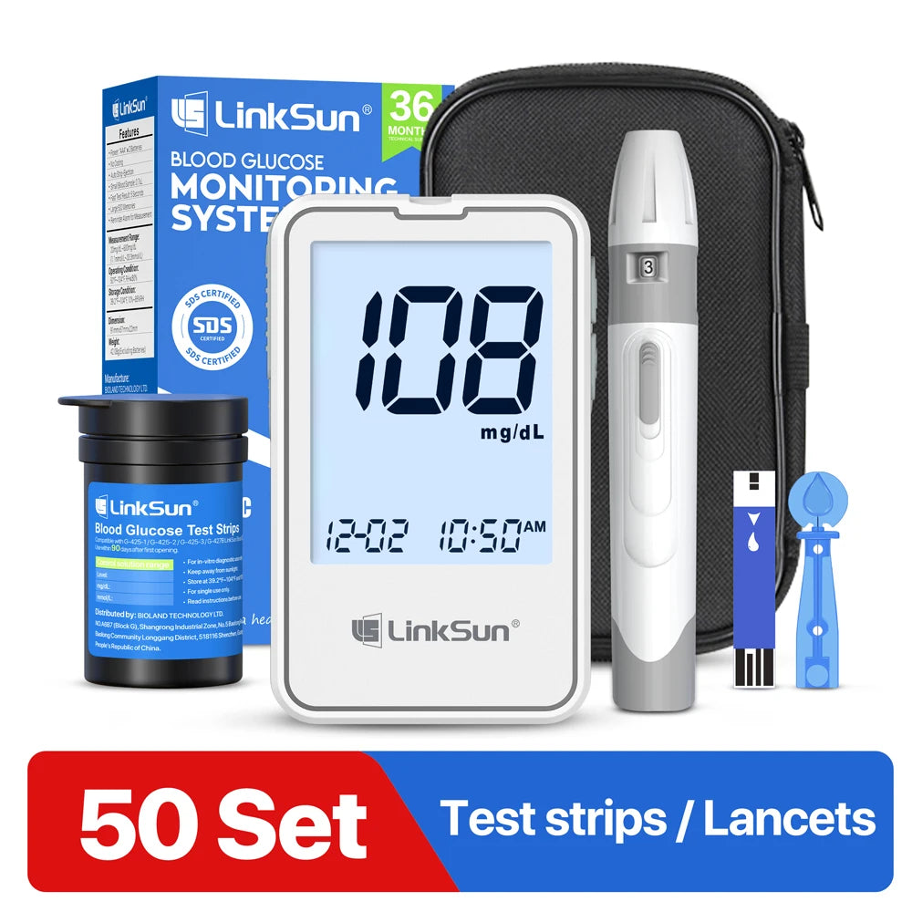 Linksun G-425-3 Glucose Meter Complete Kit With Test Strips