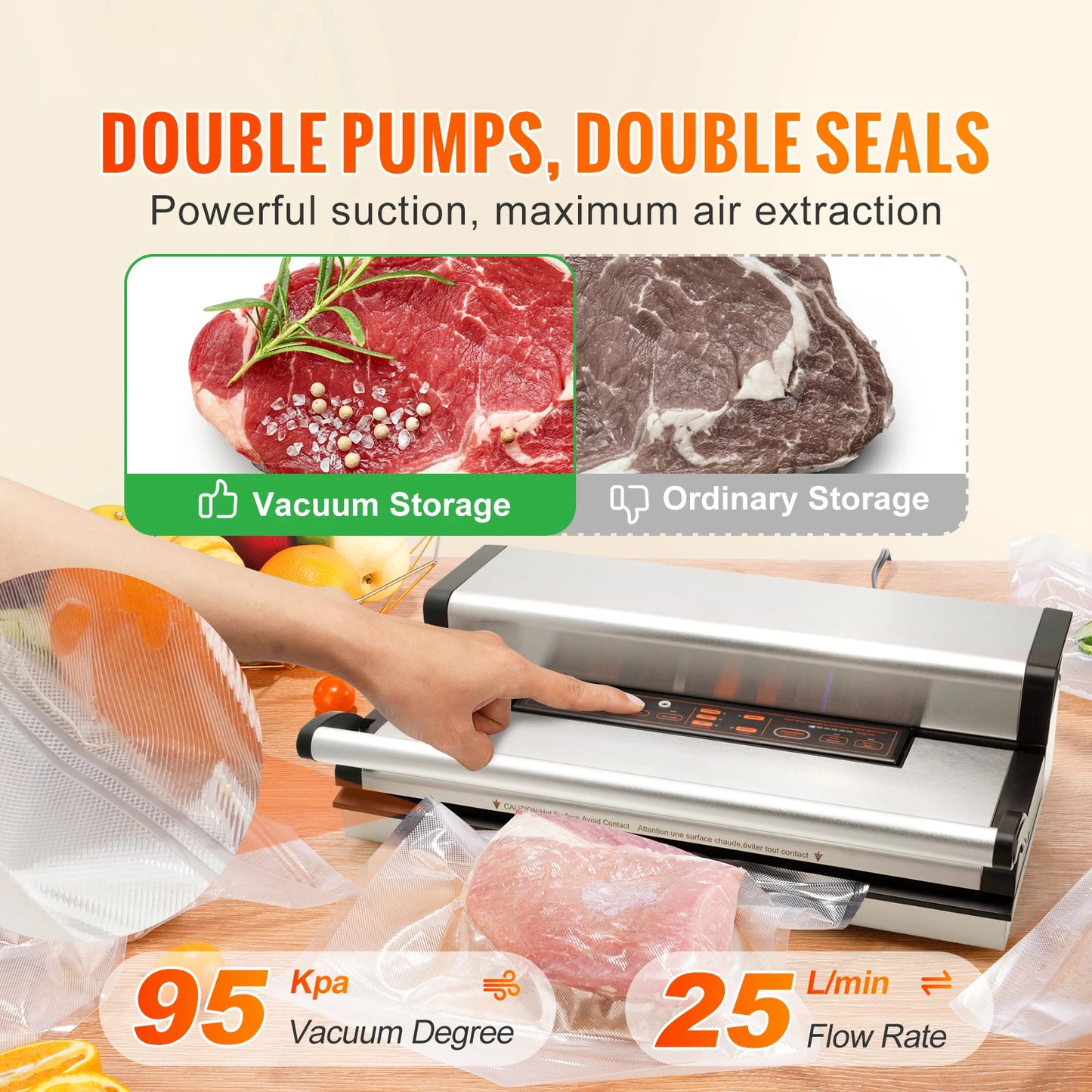 SucceBuy Multifunction Automatic Food Sealer With Bag Roll Storage Cutter
