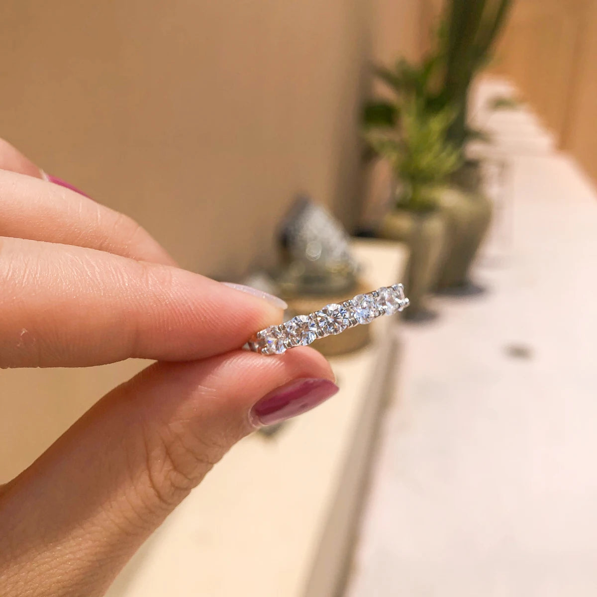 Oxtao Moissanite Diamond Ring Sterling Silver Classic Wedding