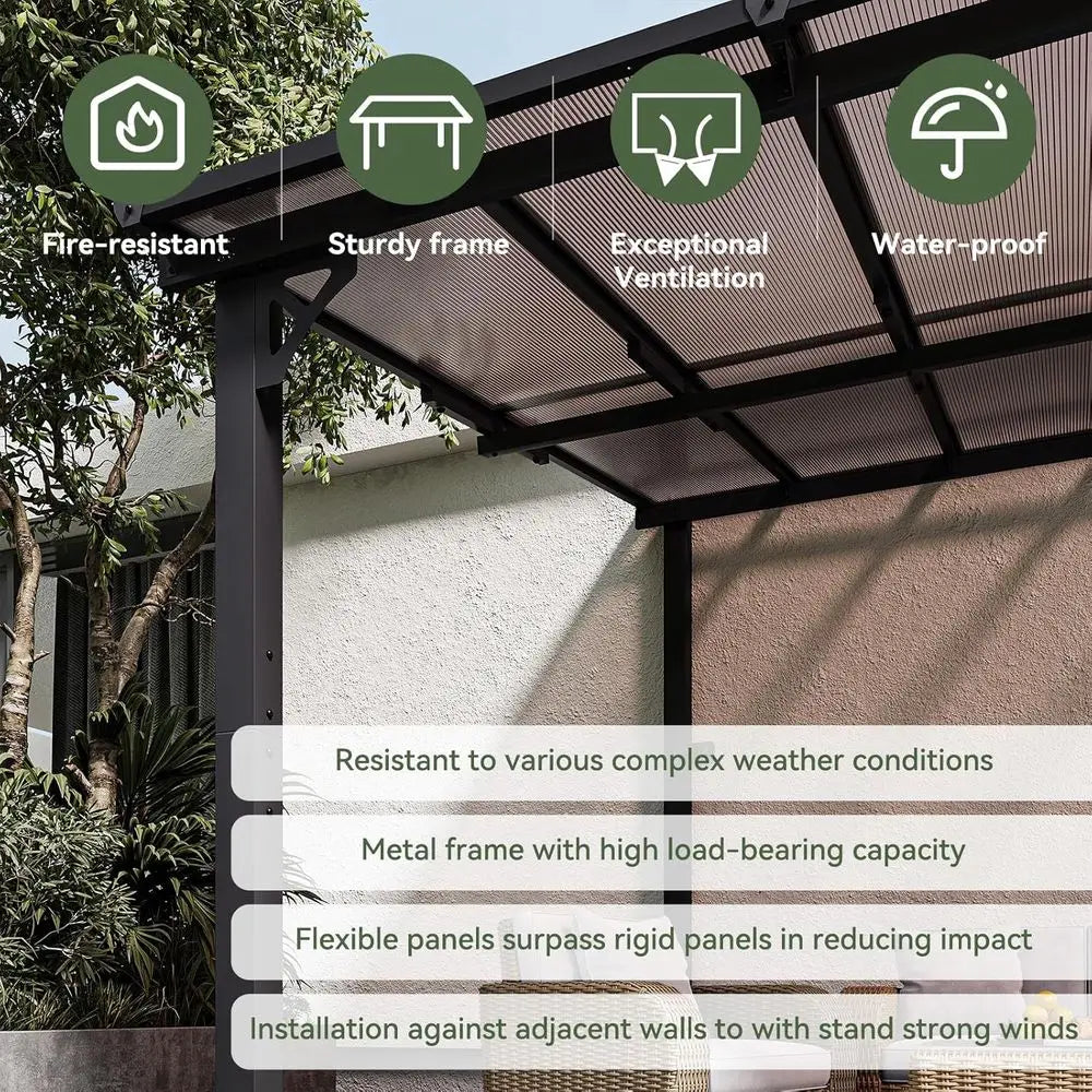 Outdoor Pavilion Sloping Roof Shelter Waterproof Garden