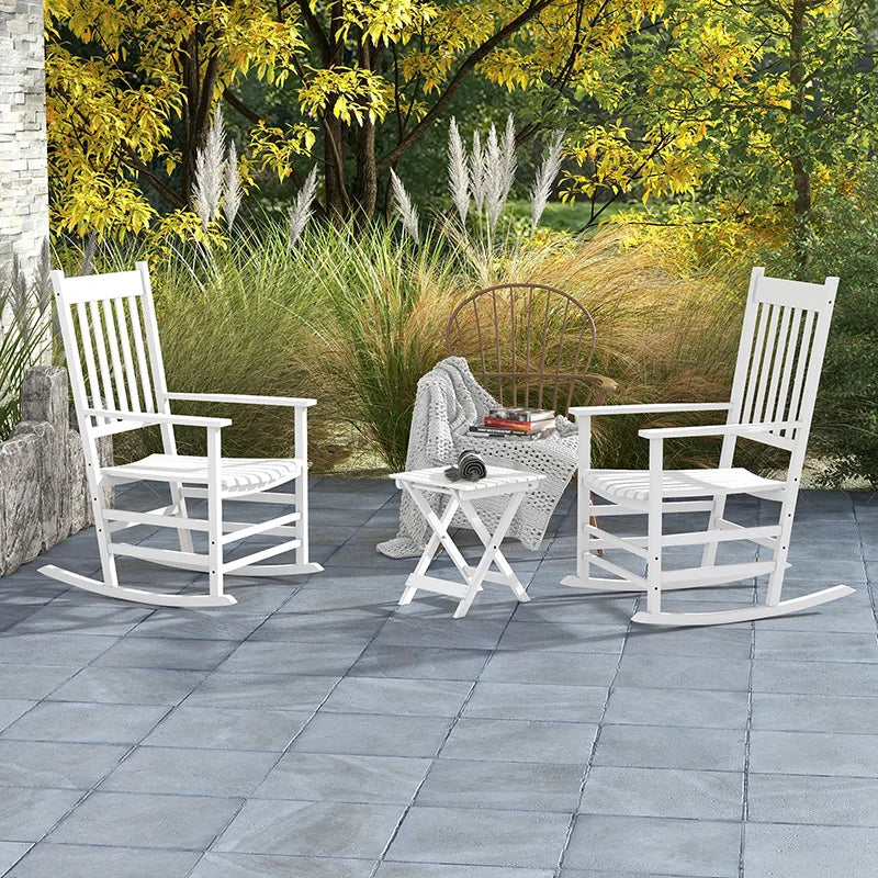 Outsunny Rocking Chair Set With Foldable Table Outdoor Patio