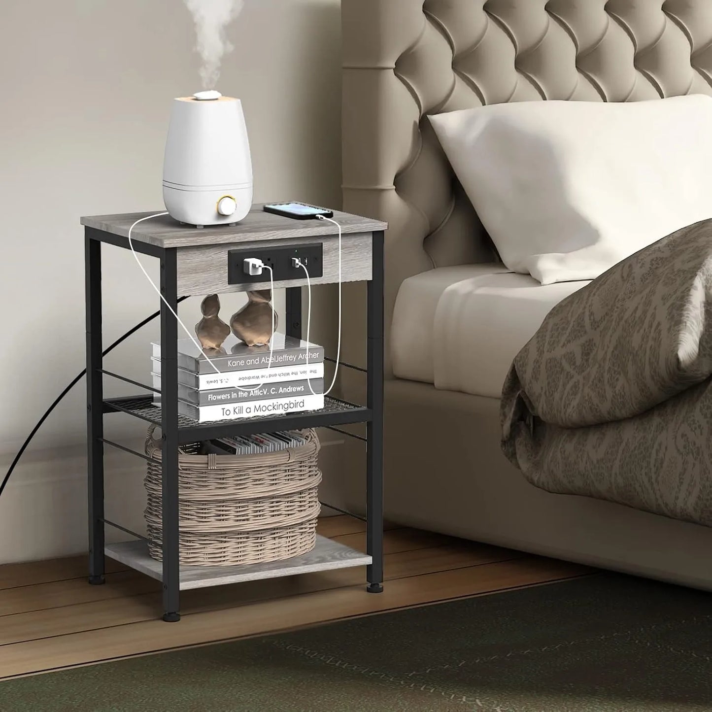 Nightstand/ End Table With USB Outlets