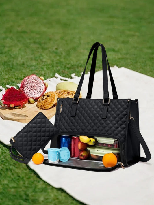 APWIKOGER Women 2 In 1 Lunch Bag Quilted Handbag Purse