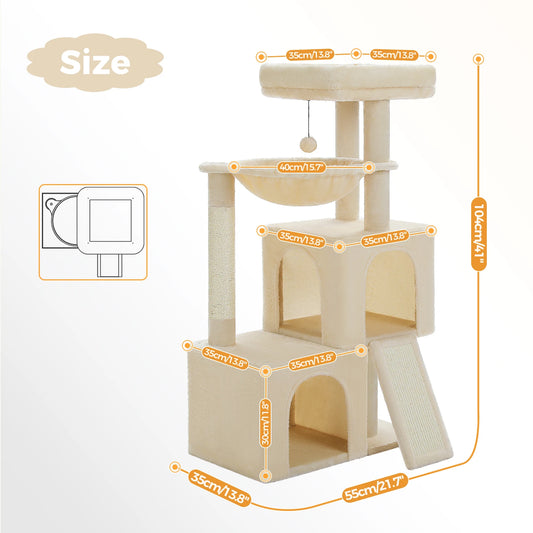 PAWZ Road Cat Tower with Condos and Sisal Scratching Pad