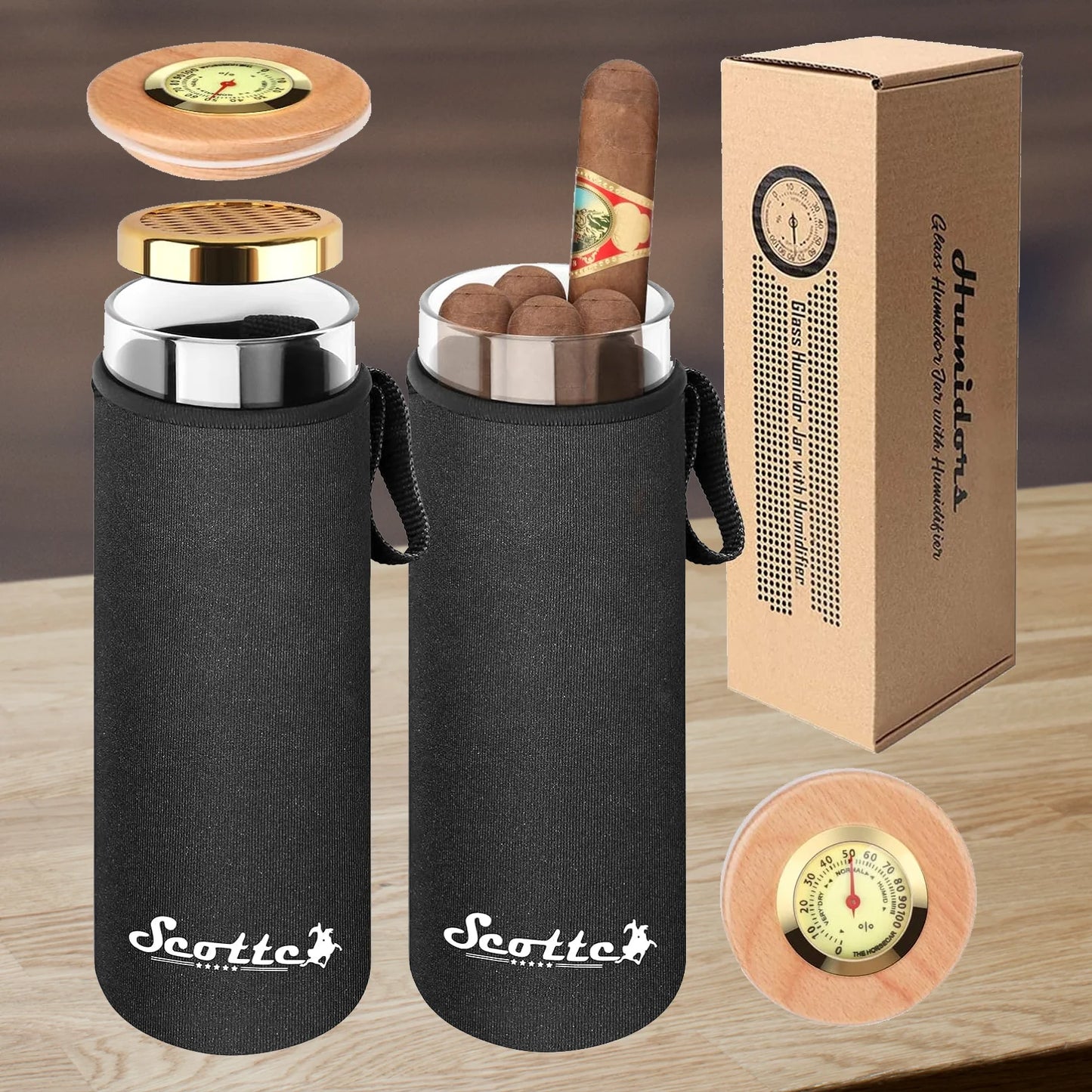 Tesonway Cigar Case Humidor Gift Box Holds 4 Cigars