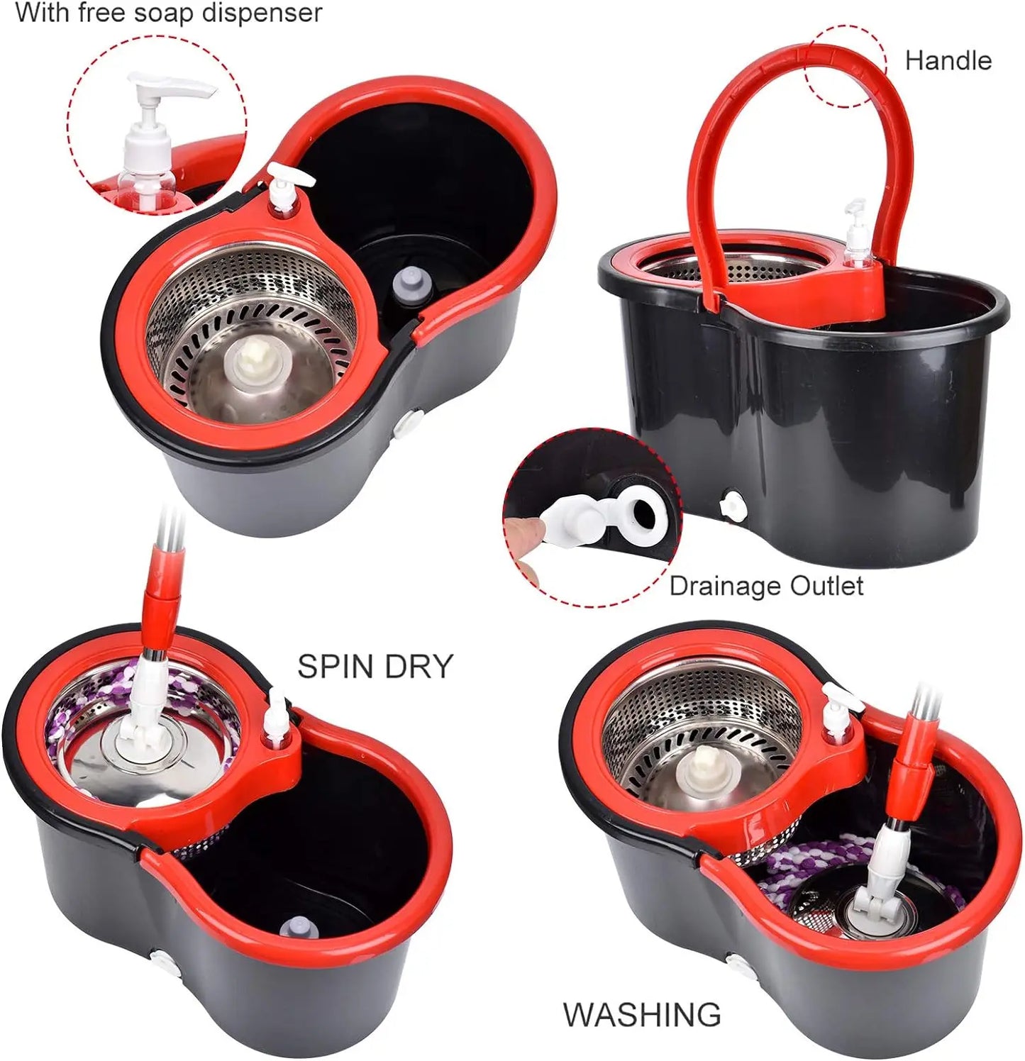360 Degree Spin Mop Bucket With Wring System Eco Friendly