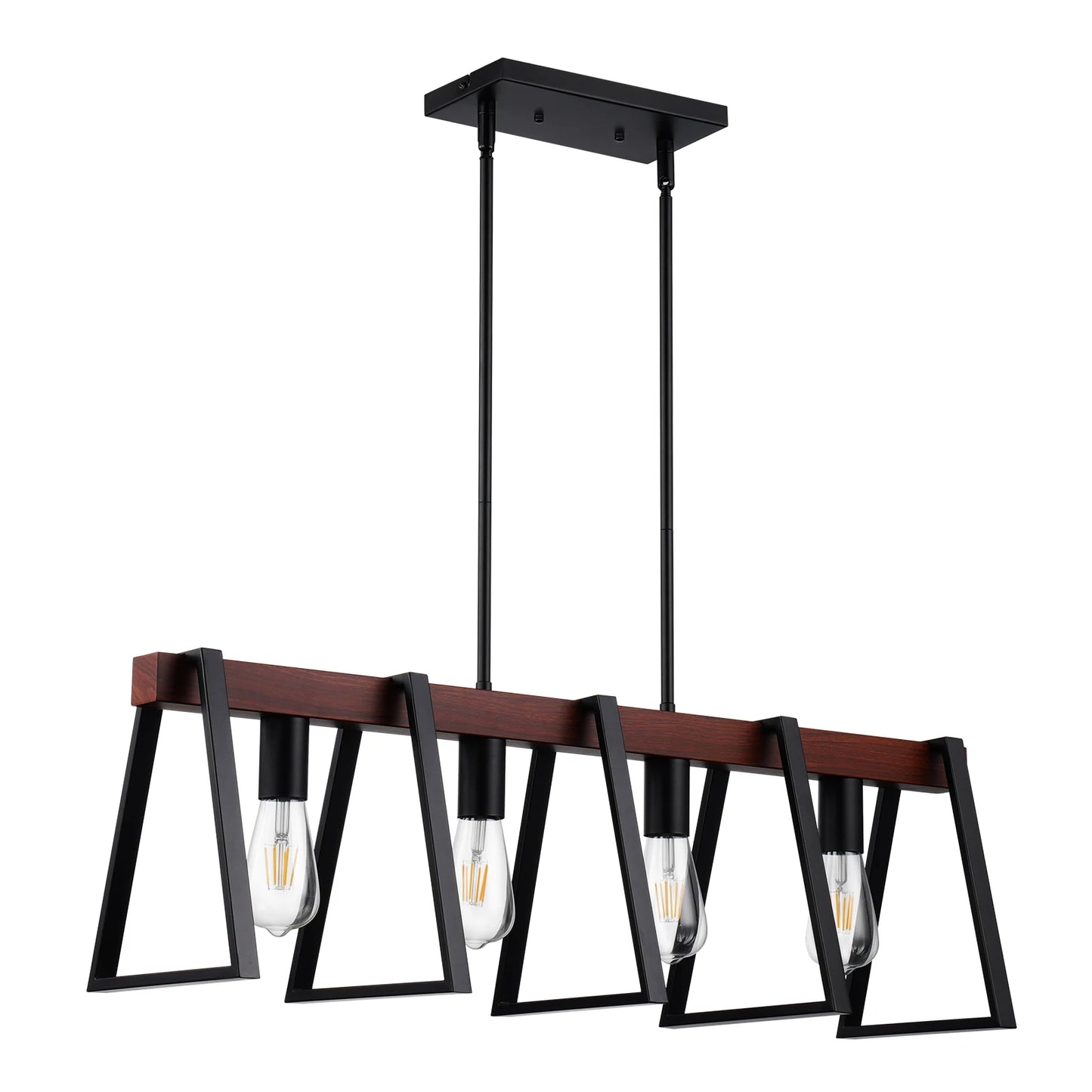 Industrial Metal Farmhouse 4 Light Kitchen Island Pendant With Rods