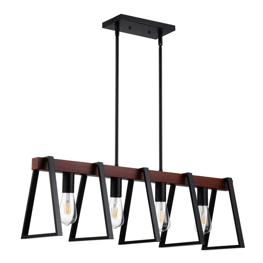 Industrial Metal Farmhouse 4 Light Kitchen Island Pendant With Rods