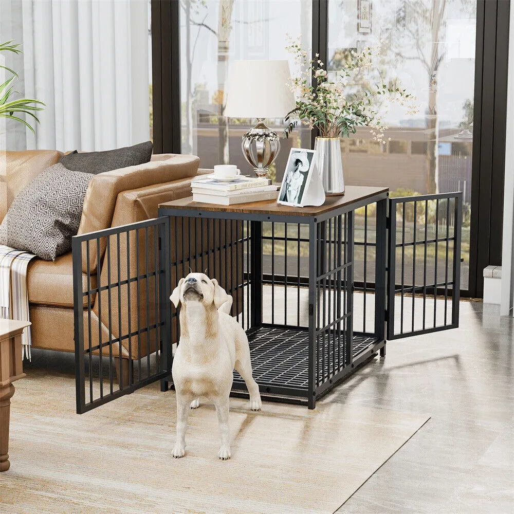 Large Luxury Dog Crate Furniture with 3  Doors