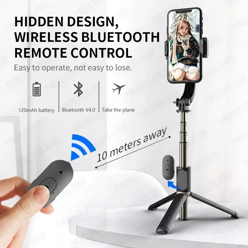 Axnen Handheld Phone Holder Gimbal Stabilizer Selfie Stick Foldable Tripod