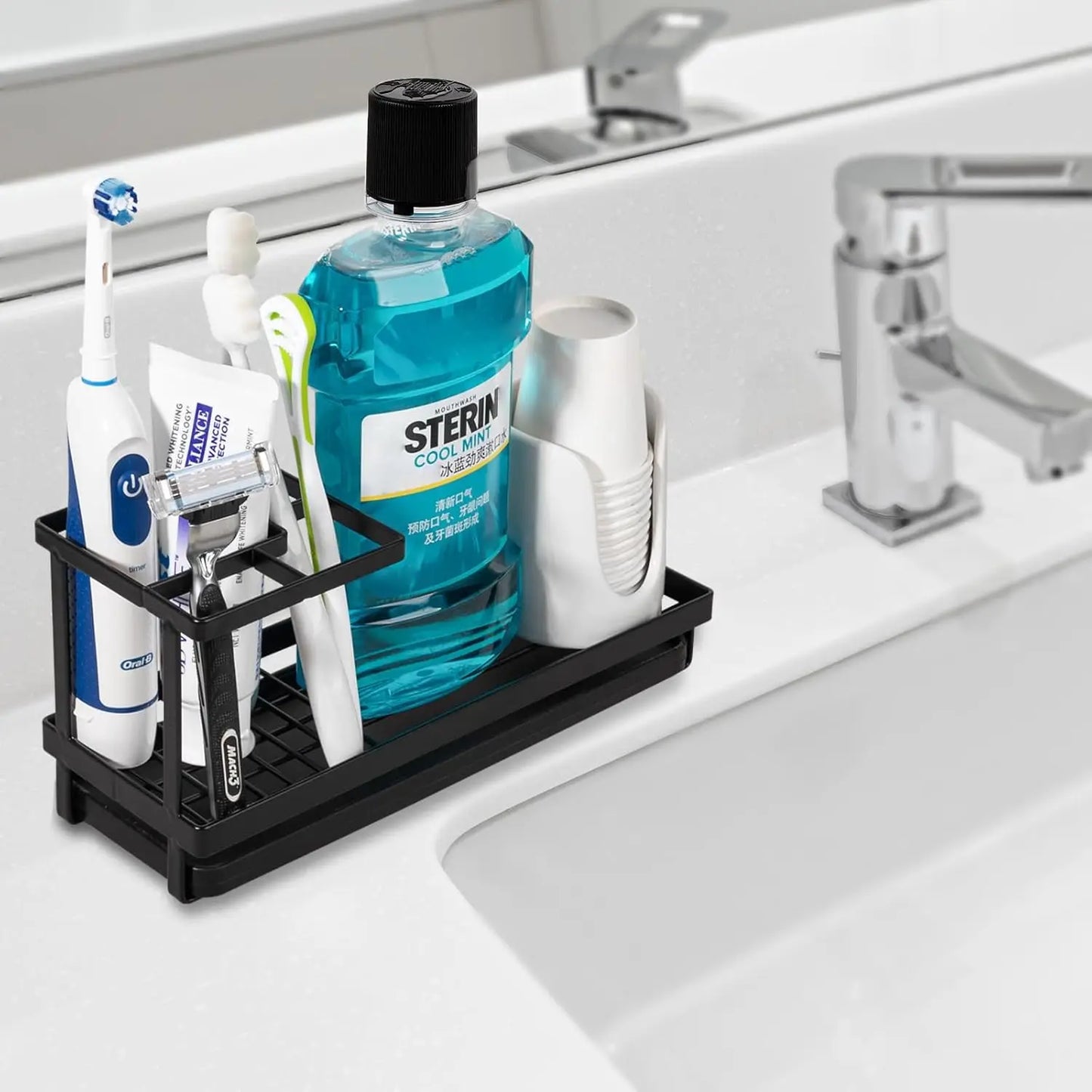 Modern Bathroom Toothbrush Holder Countertop Organizer