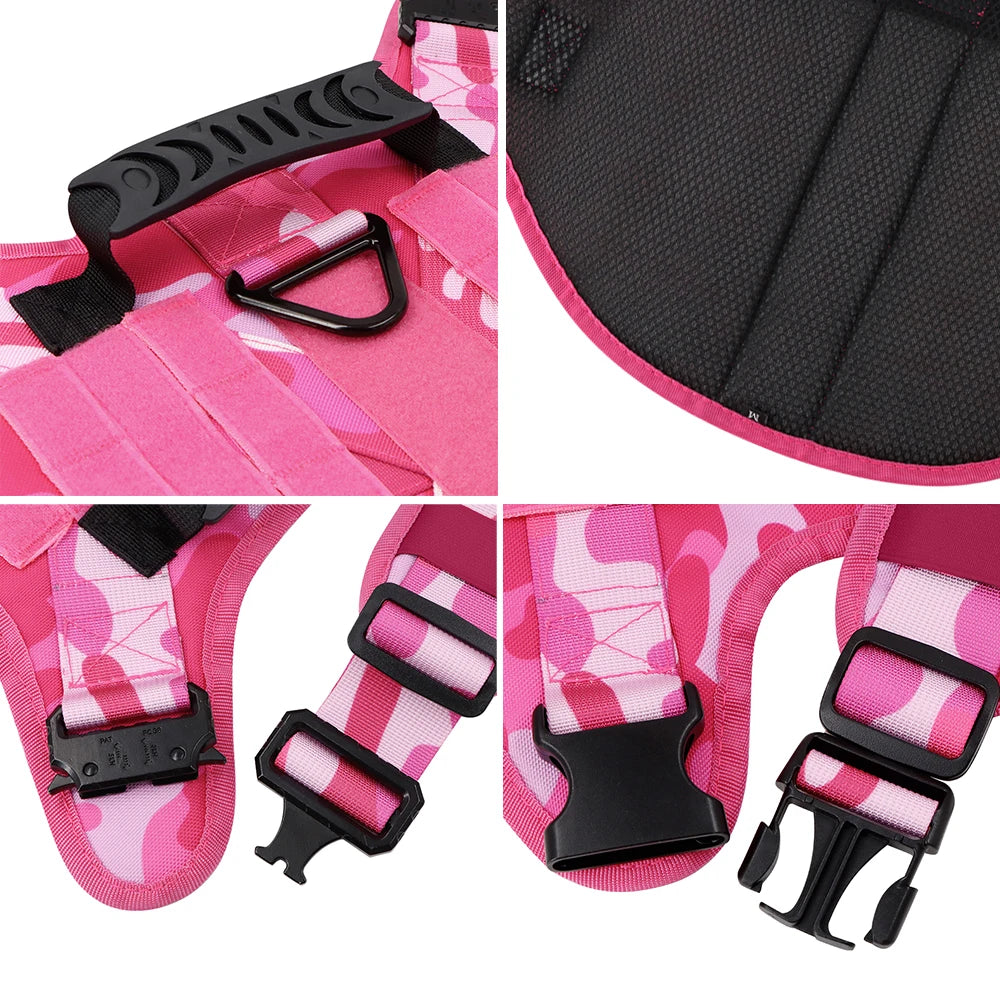 Military Pink Camouflage Dog Harness w/ Leash