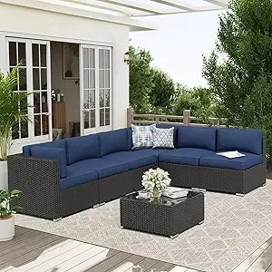 Outdoor Rattan Wicker Patio Sofa Set With Glass Top Table