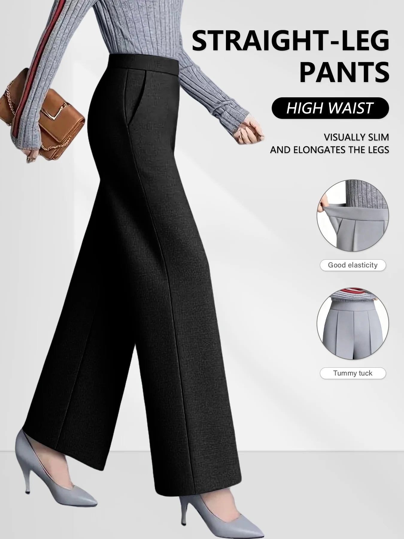 Four-Season Solid Color Wide Leg Loose Slimming Casual Pants