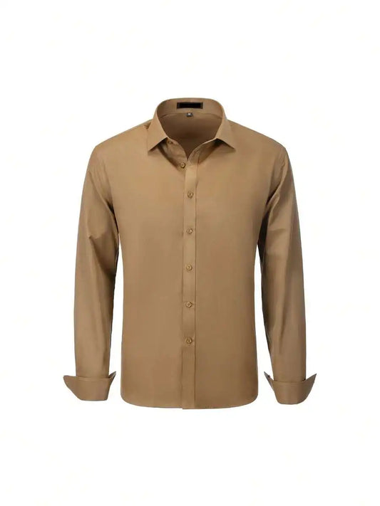 Mens Long Sleeve Formal Poplin Shirt For Business Or Wedding