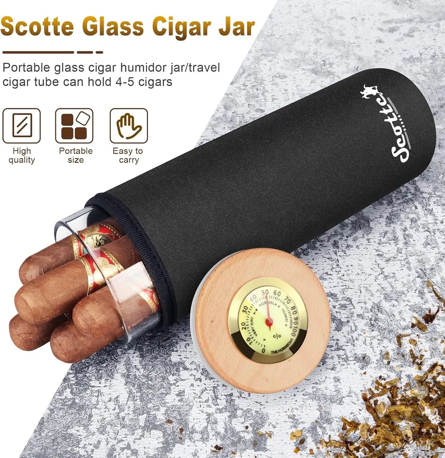 Tesonway Cigar Case Humidor Gift Box Holds 4 Cigars