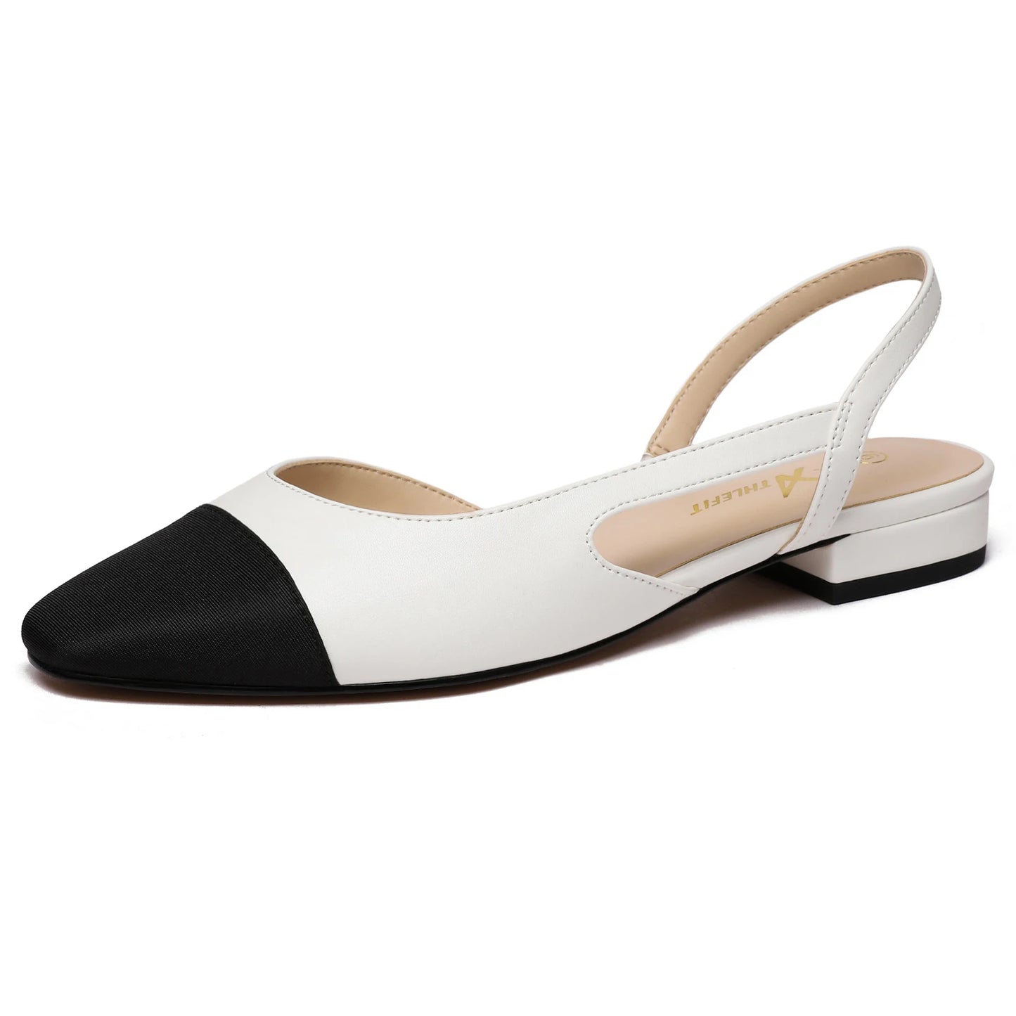 Women Slingback Flats Square Pointed Toe Two Tone Flats