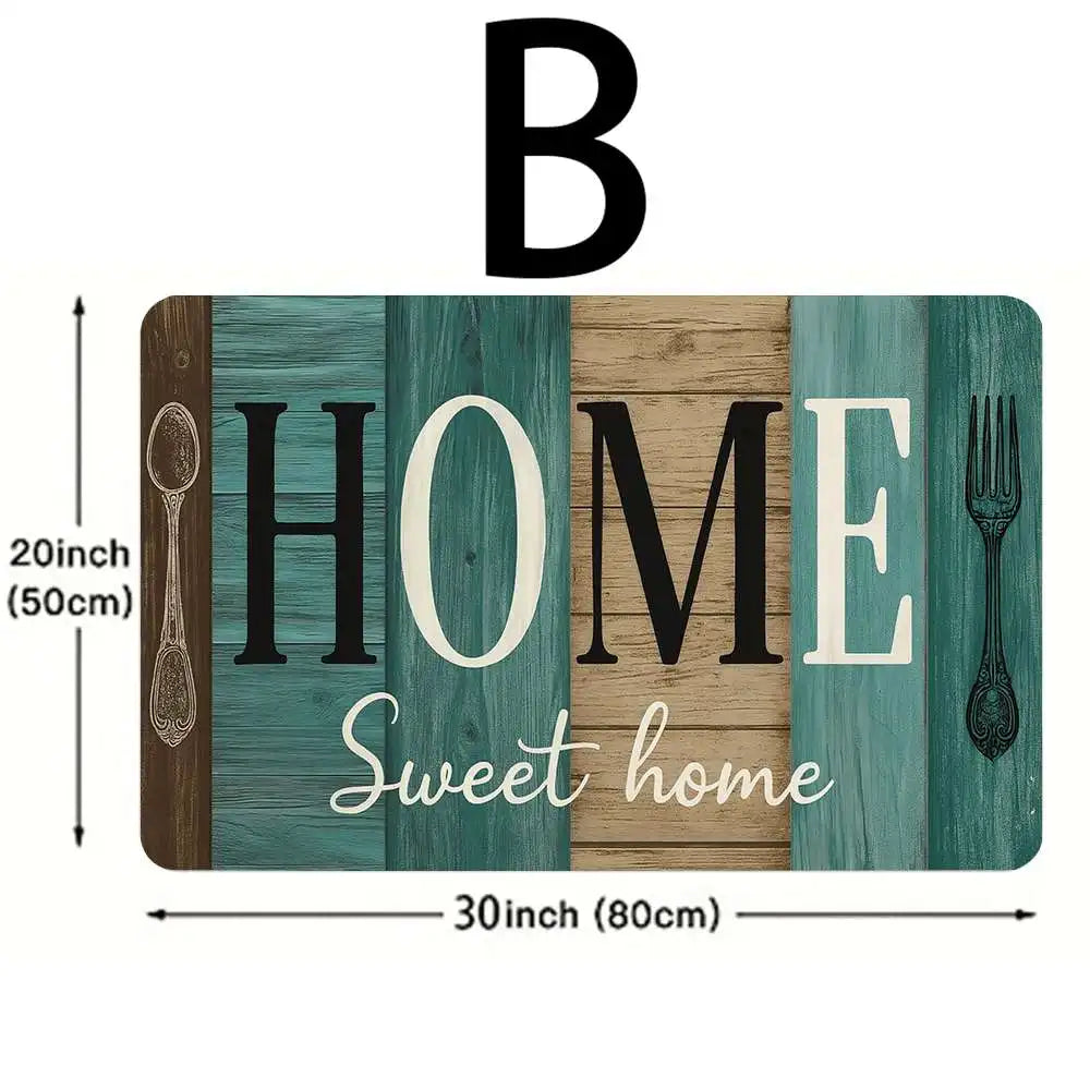 Vintage Wooden Home Sweet Home Kitchen Floor Mat Set