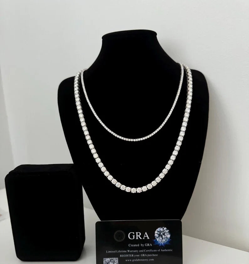 S925 Sterling Silver Moissanite Necklace Iced Out Hip Hop Chain