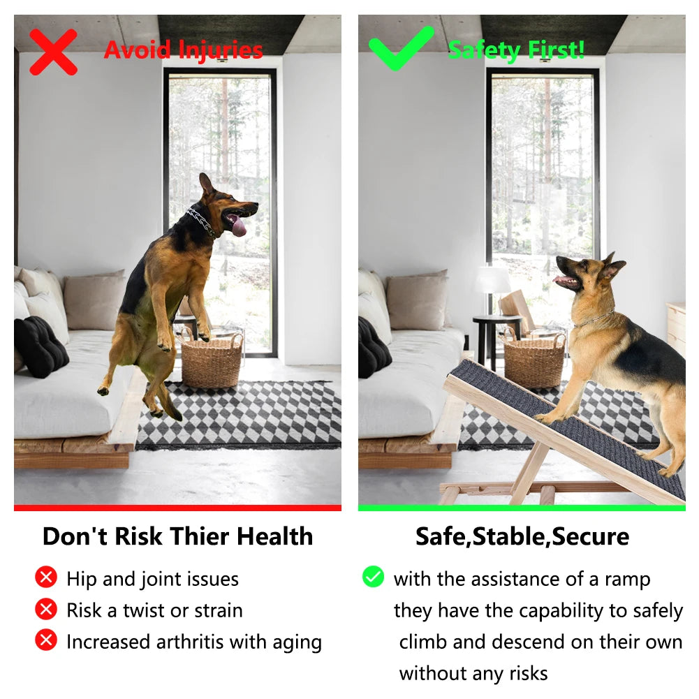 TWISTER.CK Natural Pine Wooden Pet Dog Ramp Universal Heavy Duty