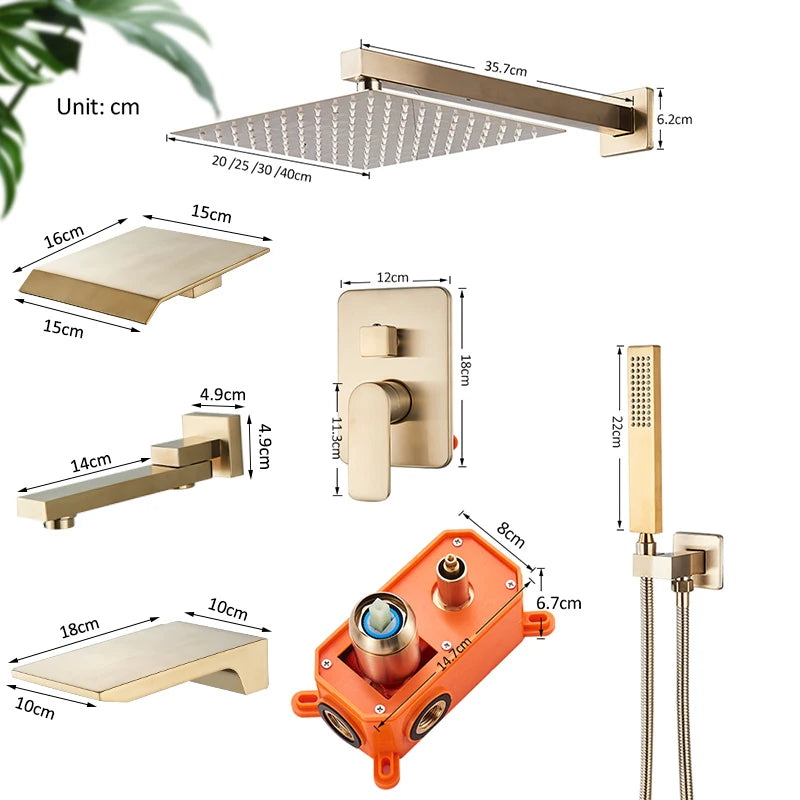Quyanre Brushed Rain Shower System with Dual Control