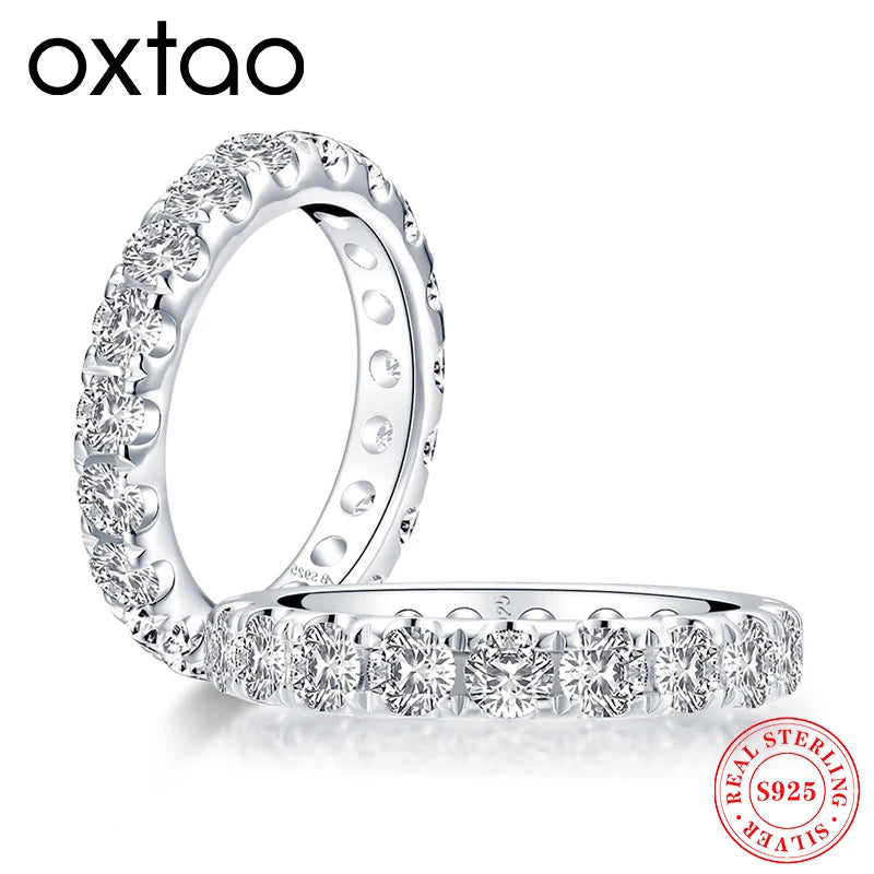 Oxtao Moissanite Diamond Ring Sterling Silver Classic Wedding