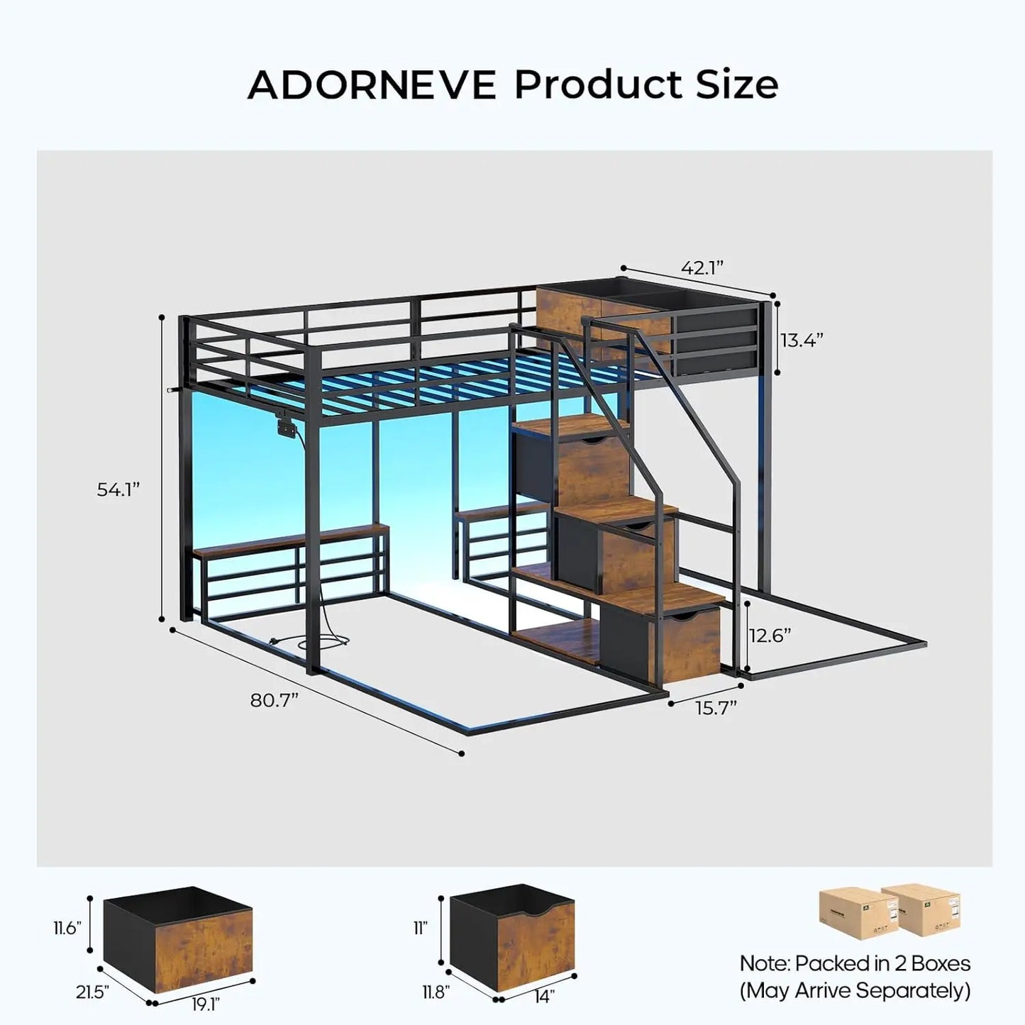 Triple Bunk Bed With Storage Staircase RGB Lights Charging Station