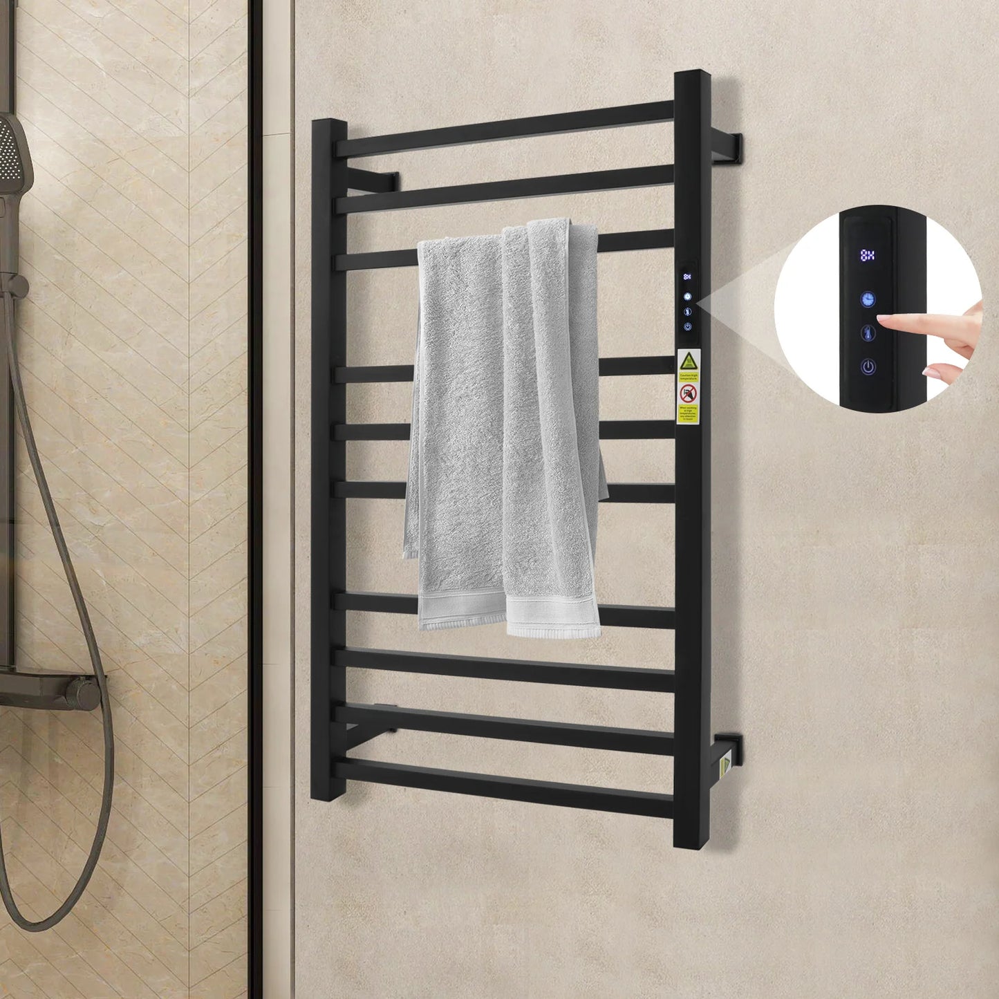 Bathroom Towel Warmer Rack With Timer Wall Mounted Stainless Steel